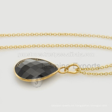 Venta al por mayor de diseñador Negro Onyx piedras preciosas hecho a mano collar de plata